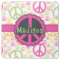 Peace Sign Square Rubber Backed Coaster (Personalized)
