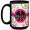Peace Sign 15 Oz Coffee Mug - Black (Personalized)