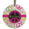 Peace Sign Flat Glass Ornament - Round w/ Name or Text