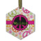 Peace Sign Flat Glass Ornament - Hexagon w/ Name or Text