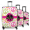 Peace Sign 3 Piece Luggage Set - 20" Carry On, 24" Medium Checked, 28" Large Checked (Personalized)