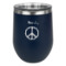 Peace Sign Stemless Stainless Steel Wine Tumbler - Navy - Single Sided (Personalized)