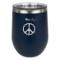 Peace Sign Stemless Stainless Steel Wine Tumbler - Navy - Double Sided (Personalized)