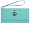 Peace Sign Ladies Leatherette Wallet - Laser Engraved- Teal (Personalized)