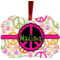 Peace Sign Metal Frame Ornament - Double Sided w/ Name or Text