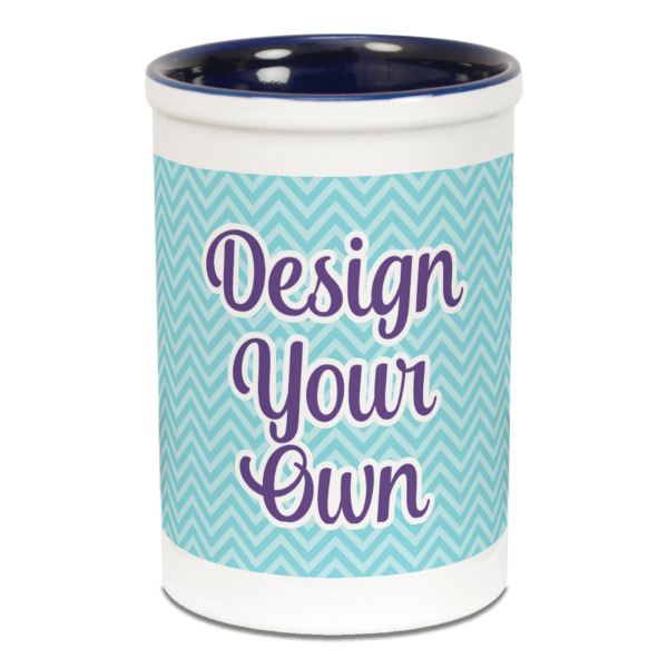 Custom Design Your Own Ceramic Pencil Holders - Blue