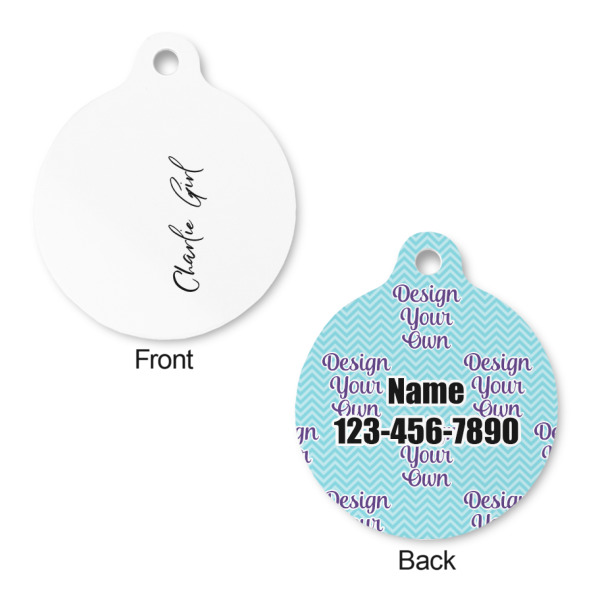 Custom Design - Round Pet ID Tag - Small - Front & Back View