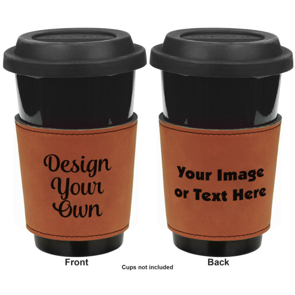 Custom Design - Cognac Leatherette Mug Sleeve - Double Sided Approval