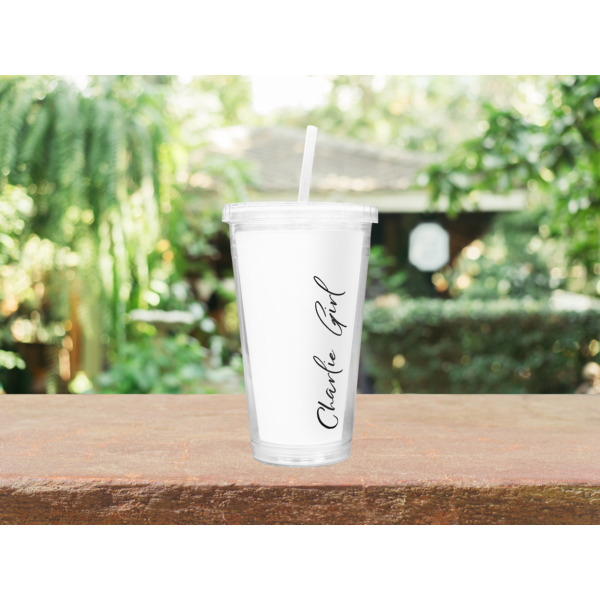Custom Design - Double Wall Tumbler with Straw - Lifestyle