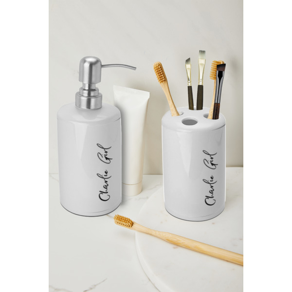 Custom Design - Ceramic Bathroom Accessories - LIFESTYLE (toothbrush holder & soap dispenser)