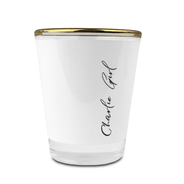 Custom Design - Glass Shot Glass - Gold Rim - Front