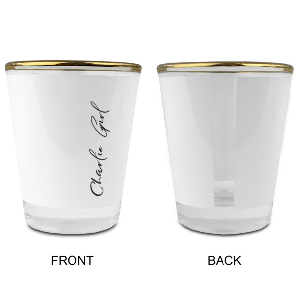 Custom Design - Glass Shot Glass - Gold Rim - Front & Back