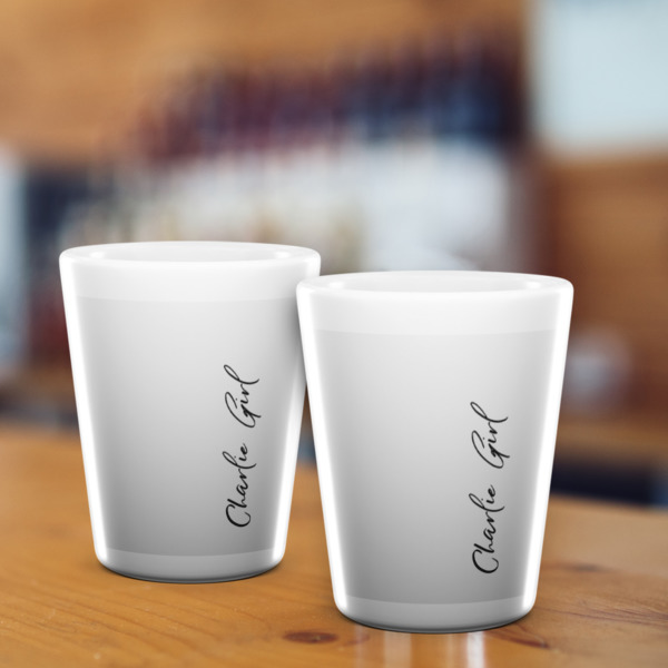 Custom Design - Ceramic Shot Glass - White - Lifestyle