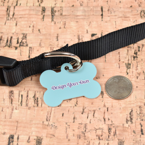 Custom Design - Bone Shaped Dog ID Tag - Large - In Context