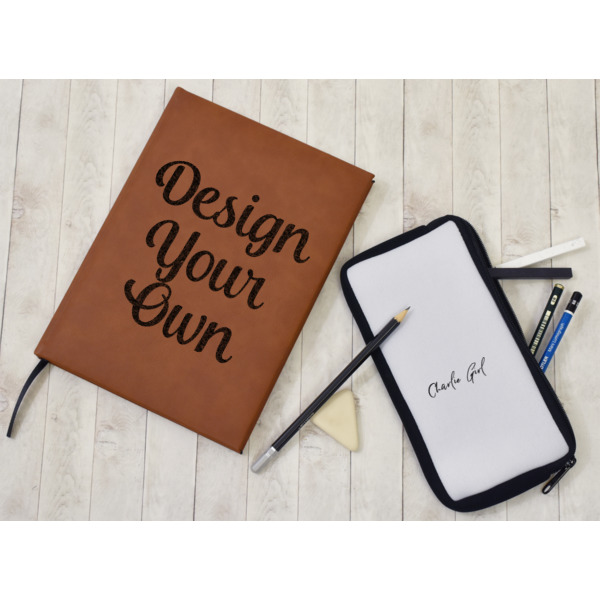 Custom Design - Leather Sketchbook - Large - Single Sided - In Context