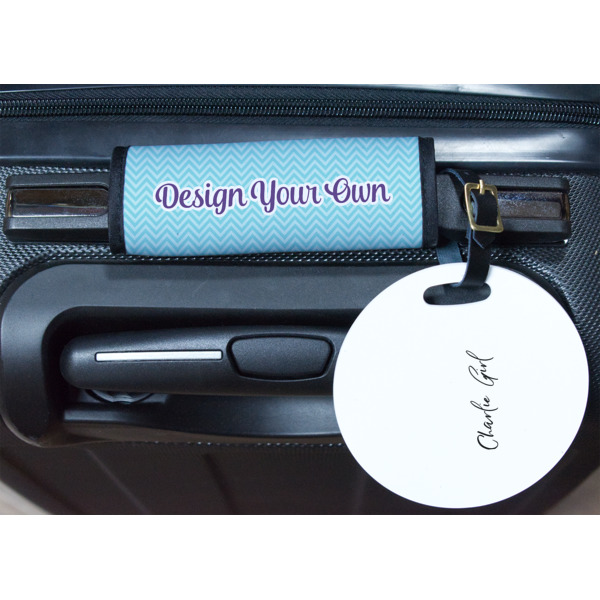 Custom Design - Round Luggage Tag & Handle Wrap - In Context
