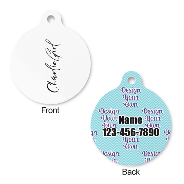 Custom Design - Round Pet ID Tag - Small - Front & Back View