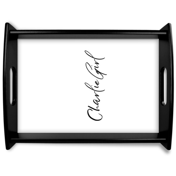 Custom Design Your Own Black Wooden Tray - Large