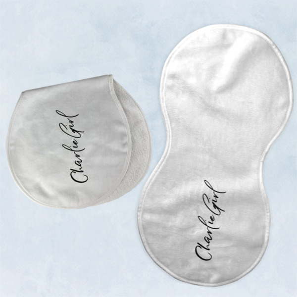 Custom Design - Two Peanut Shaped Burps - Open and Folded