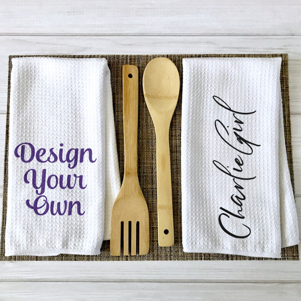 Custom Design - Waffle Weave Towels - 2 Print Styles