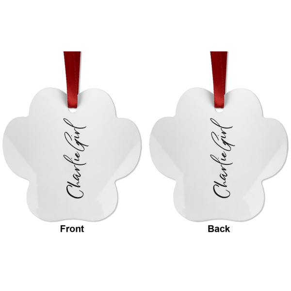 Custom Design - Metal Paw Ornament - Front and Back