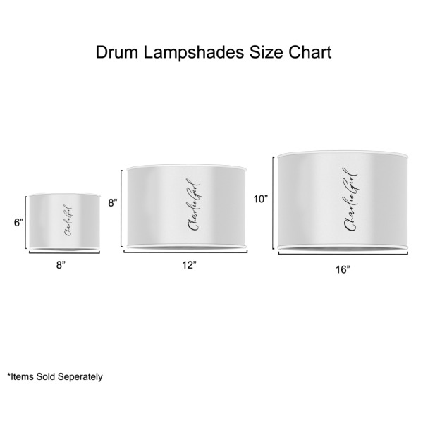Custom Design - Drum Lampshades - Sizing Chart