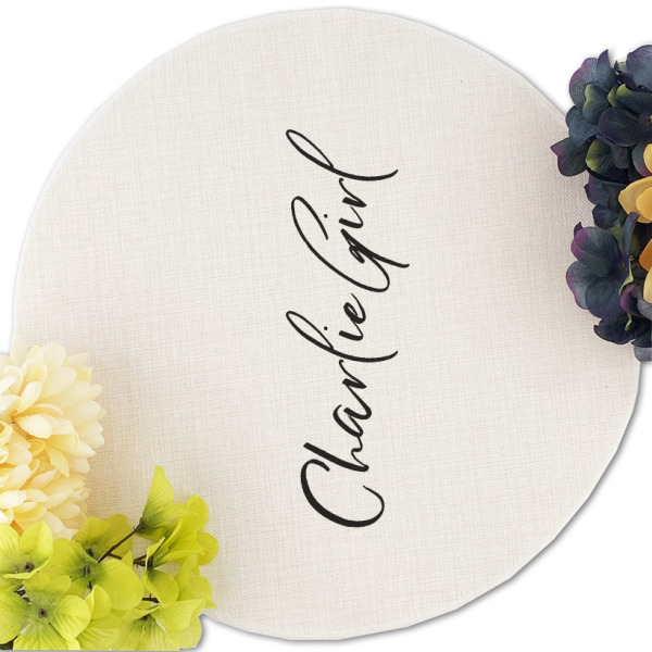 Custom Design - Round Linen Placemats - Front (w flowers)
