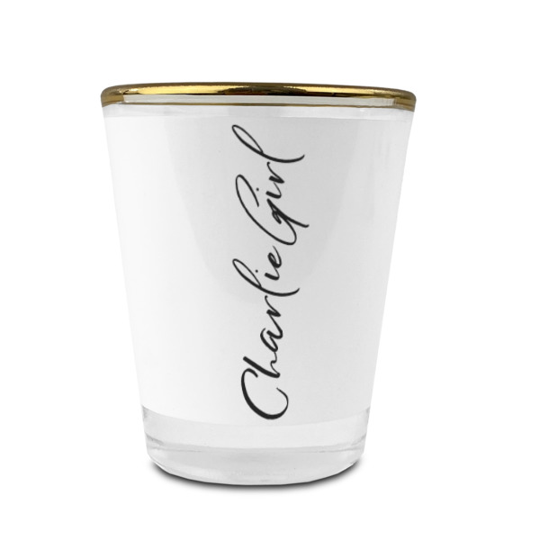 Custom Design - Glass Shot Glass - Gold Rim - Front