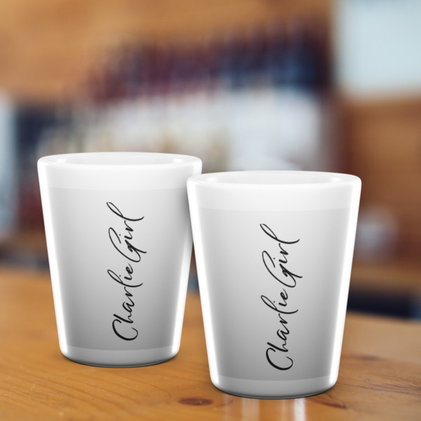 Custom Design - Ceramic Shot Glass - White - Lifestyle