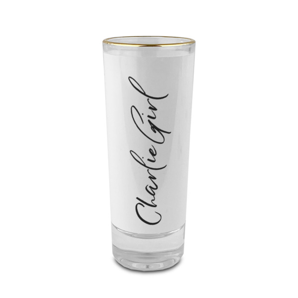 Custom Design Your Own 2 oz Shot Glass - Glass with Gold Rim