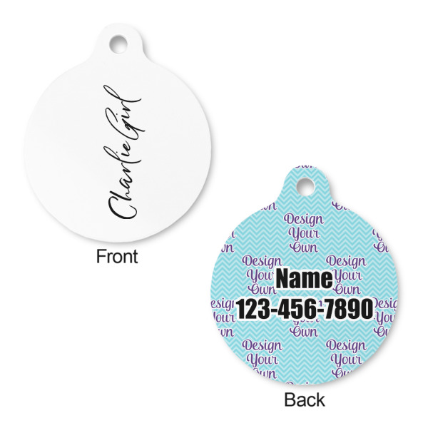 Custom Design - Round Pet ID Tag - Large - Front & Back View