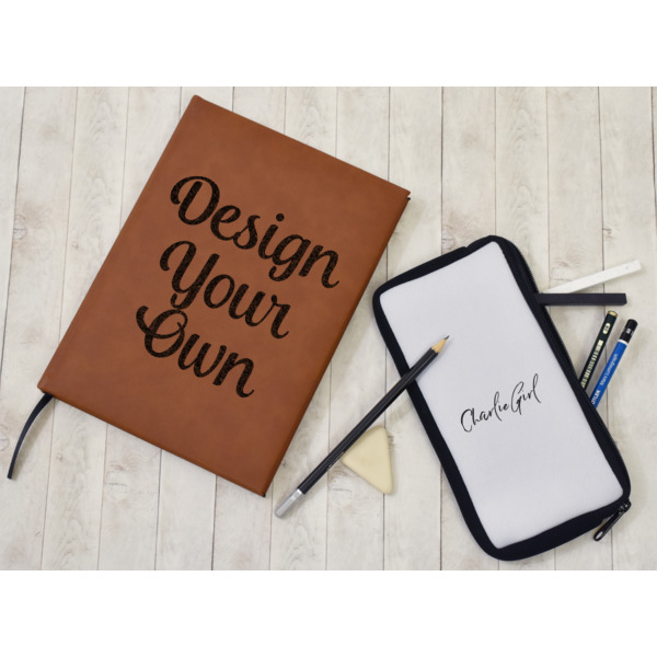 Custom Design - Leather Sketchbook - Large - Single Sided - In Context