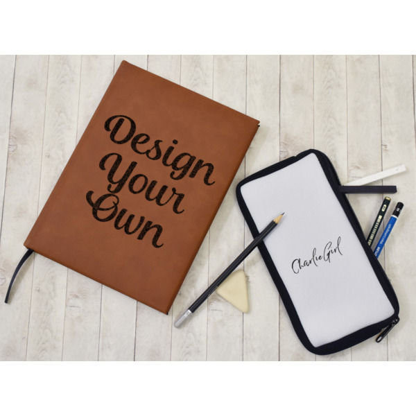 Custom Design - Leather Sketchbook - Small - Double Sided - In Context