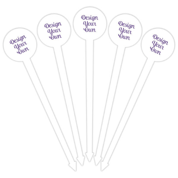 Custom Design - White Plastic 6" Food Pick - Round - Fan View