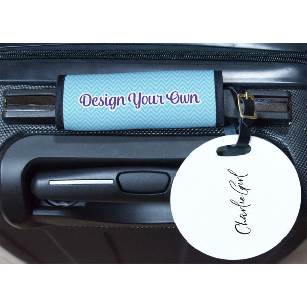 Custom Design - Round Luggage Tag & Handle Wrap - In Context