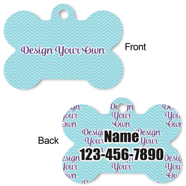Custom Design - Bone Shaped Dog ID Tag - Small - Front & Back View