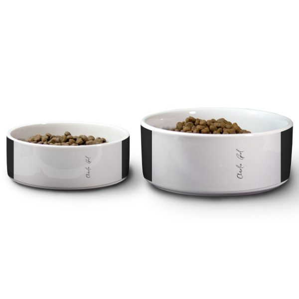 Custom Design - Ceramic Dog Bowls - Size Comparison