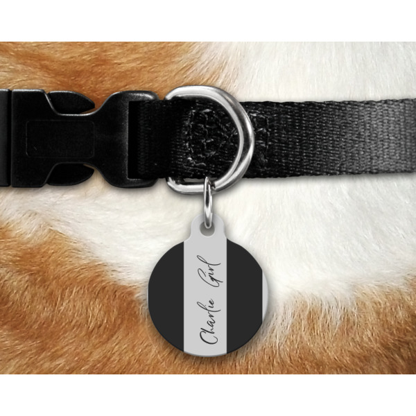 Custom Design - Round Pet Tag on Collar & Dog