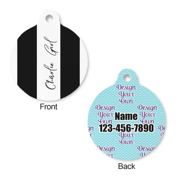 Custom Design - Round Pet ID Tag - Small - Front & Back View