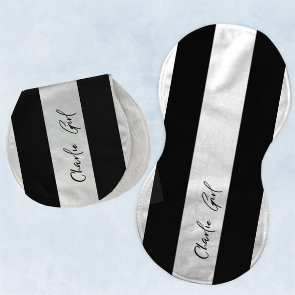 Custom Design - Two Peanut Shaped Burps - Open and Folded