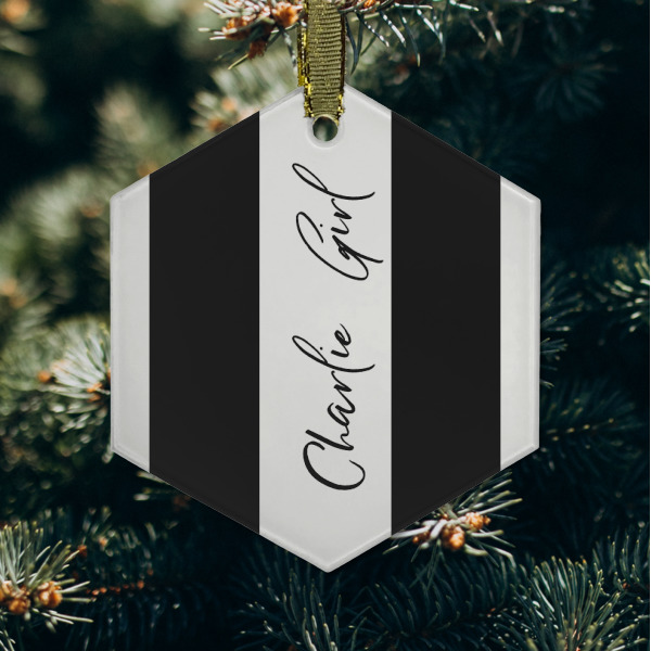 Custom Design - Frosted Glass Ornament - Hexagon (Lifestyle)