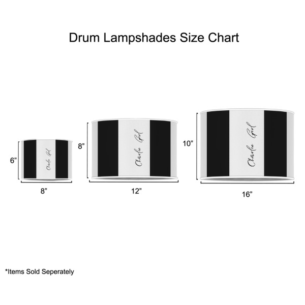 Custom Design - Drum Lampshades - Sizing Chart