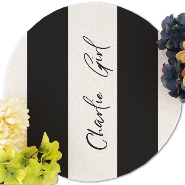 Custom Design - Round Linen Placemats - Front (w flowers)