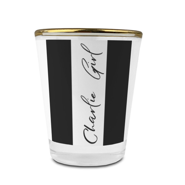 Custom Design - Glass Shot Glass - Gold Rim - Front