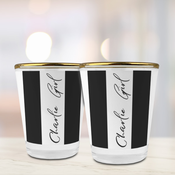 Custom Design - Glass Shot Glass - Gold Rim - Lifestyle