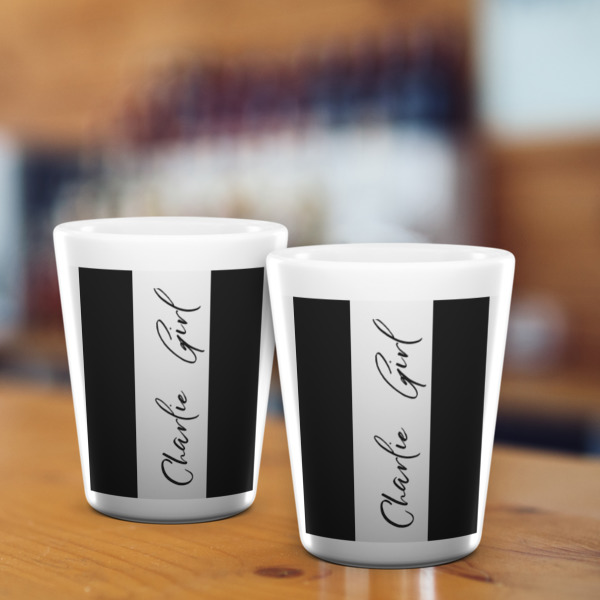 Custom Design - Ceramic Shot Glass - White - Lifestyle