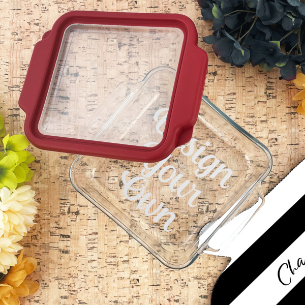Custom Design - Glass Cake Dish - 8"x8" - Lifestyle
