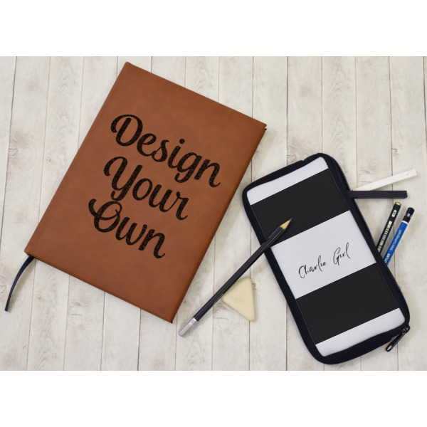 Custom Design - Leather Sketchbook - Large - Double Sided - In Context