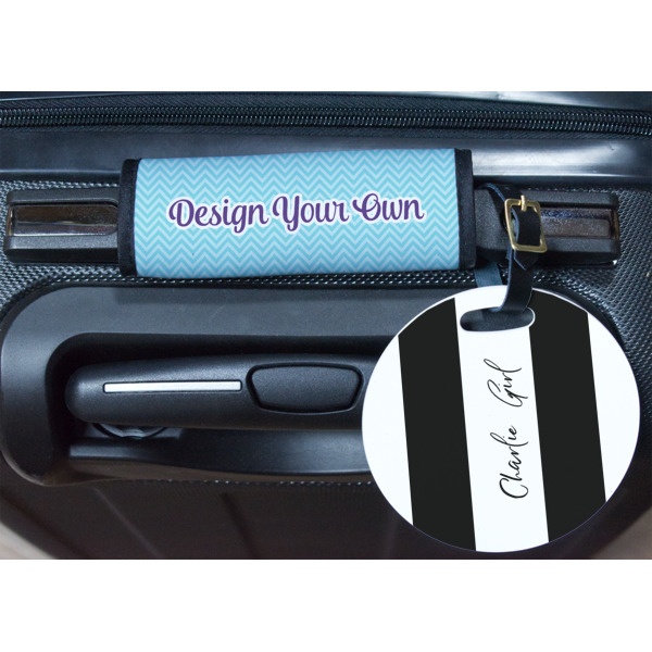 Custom Design - Round Luggage Tag & Handle Wrap - In Context