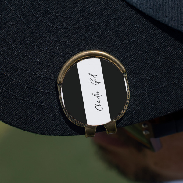 Custom Design - Golf Ball Marker Hat Clip - Gold - On Hat